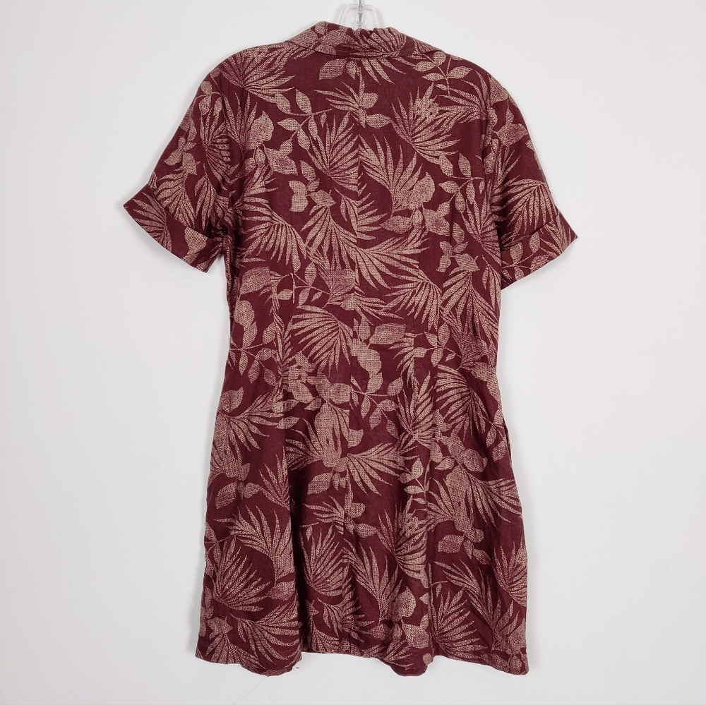 Joe Fresh Burgundy Floral Print Short-Sleeve Midi Dress - Picture 6 of 10